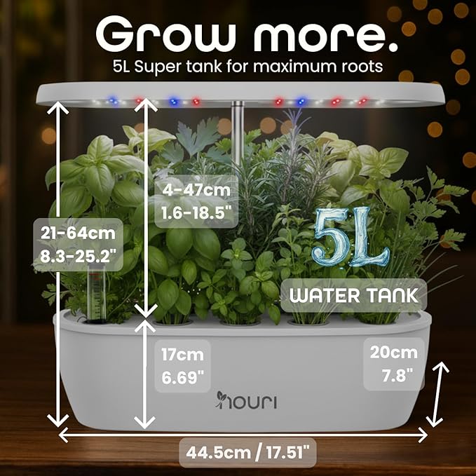 Nouri 12 pod Smart Garden for Home Cooks | w/Heirloom Salad | Hydroponics Growing System | LED Grow Lights | Indoor Herb Garden Kit | Herb Growing Kit Indoors for Plant Lovers, Gardeners, Kitchen