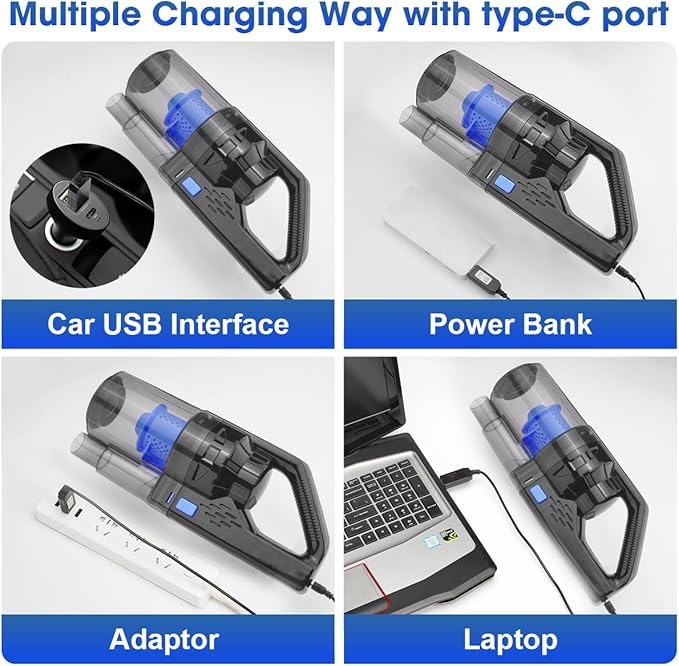 Viewsun Car Cleaning Kit, Car Interior Detailing Kit with High Power Handheld Vacuum Cordless Rechargeable, Detailing Brush Set, Windshield Cleaner, Complete Auto Accessories for Men, Women Gift