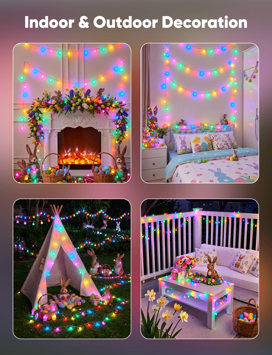 Minetom Pastel Globe Lights, 33 Feet 100 Led Easter String Lights Plug in