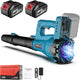 Leaf Blower Cordless with 2 x 4.0 Ah Battery and Charger, 160MPH/580CFM High Power Lightweight Handheld Electric Snow Blower with 2 Extended Tubes for Lawn, Yard, Leaves, Dust, Snow Care (Blue)