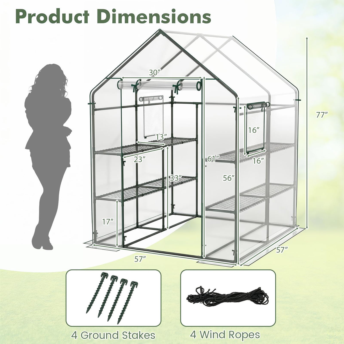 Happygrill Greenhouses for Outdoors, Portable Greenhouse with PE Cover