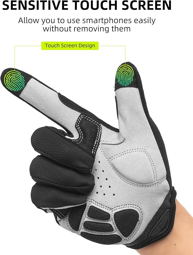 ROCKBROS Cycling Gloves for Men Women - Breathable Gel Pad Road Mountain Bike Gloves - Touch Screen Anti-Slip MTB Gloves for Cycling Workout Outdoor Sports