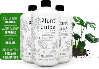 Elm Dirt Plant Juice Organic Fertilizer for All Purpose Plants - Plant Food Indoor House Plants | Liquid Plant Food Outdoor & Indoor Plant Fertilizer for Vegetables, Succulents & Hydroponics, 3Bottle