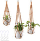 MKO SHUN 3-Pack Macrame Plant Hanger Indoor - Hanging Planter Basket for Indoor Outdoor - Decorative Boho Plant Holders Set with Beads - Ceiling Flower Pot Holder with 6 Hooks - 35"/30"/24" Brown
