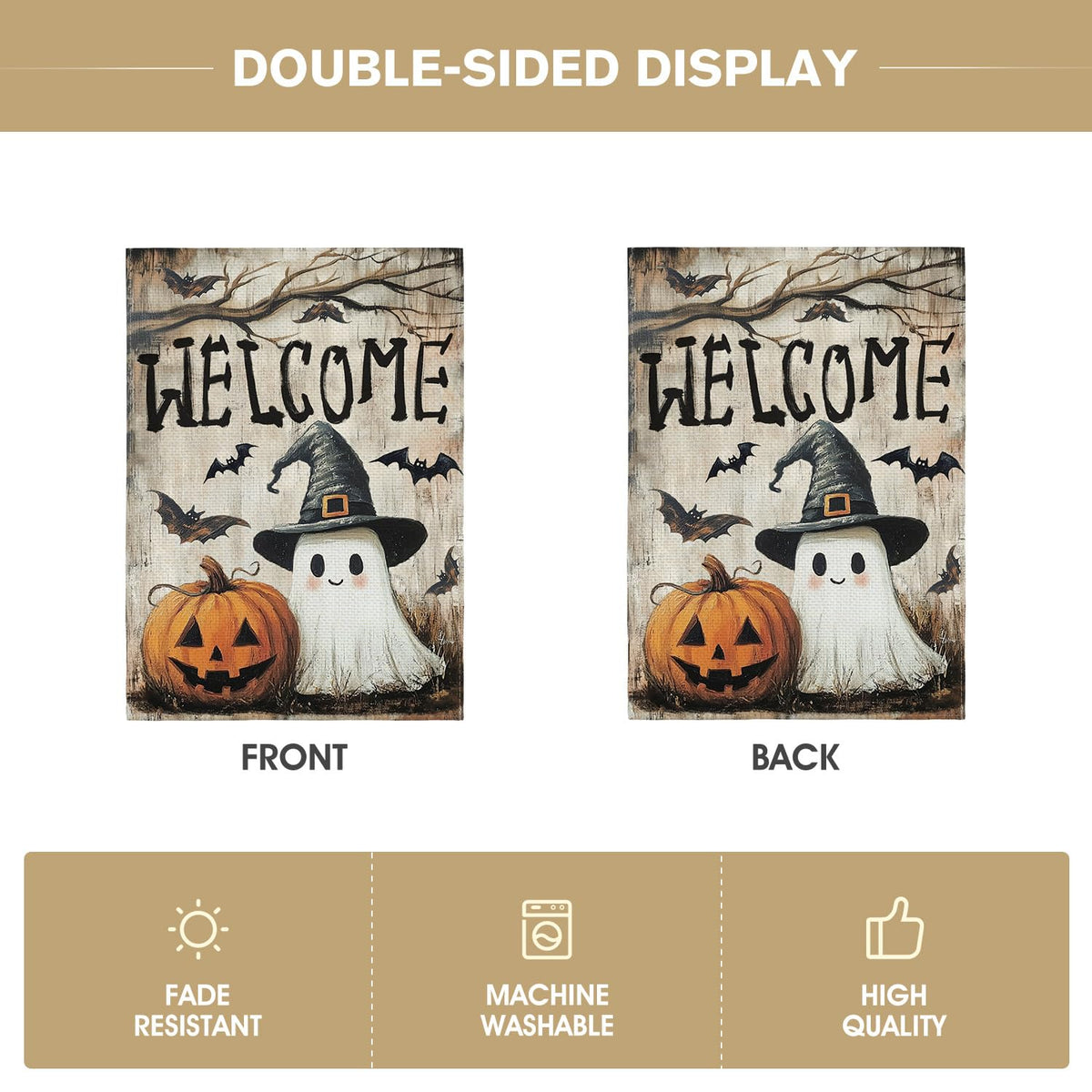 AVOIN colorlife Welcome Halloween for Outside Garden Flag 12x18 Inch