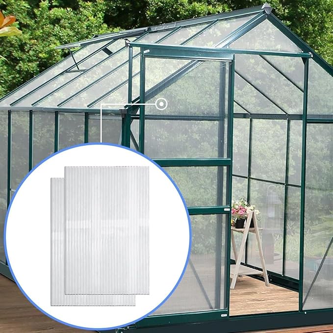 DGSL 24 Pcs Polycarbonate Greenhouse Panels, 4' x 2' x 0.16'' Twin-Wall Panels, Polycarbonate Sheet for All Weather Outdoor Garden and Greenhouse Covering