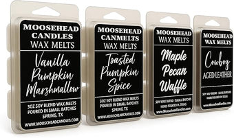 Fall Wax Melt Bundle 4 Pack – Vanilla Pumpkin Marshmallow, Pumpkin Spice, Aged Leather, Southern Pecan Maple Waffles – Strong Soy Blend Fragrance Melts in Gift-Ready Box – Limited Seasonal Set