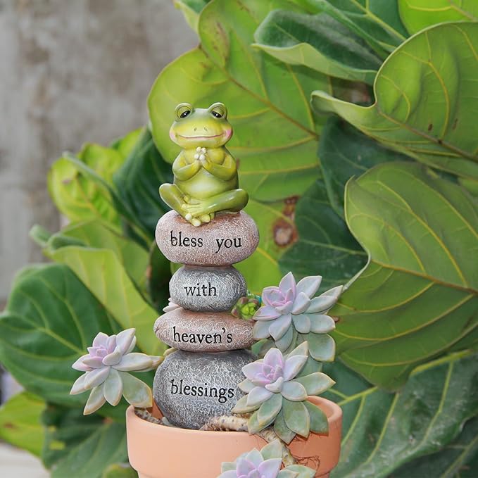 Xintim Garden Yoga Frog Statue Decor Meditation Zen Yoga Frog Figurines for Home and Garden Decoration, Gifts for Women Patio Yard Lawn Outdoor Sculptures, Bless You