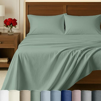 California Design Den 100% Egyptian Cotton Sheets Full Size, Certified Authentic Luxury Deep Pocket Full Size Sheets Set, Breathable Sateen Bed Sheet Set for Hot Sleepers (Mint Green, Full)