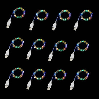 Sokelinn-six 2m 20 LEDs Fairy String Lights, USB Powered String Light for Desk Office Christmas Tree Party Decoration (Multi-Colored, 12)