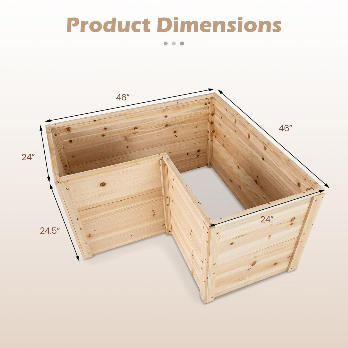 HAPPYGRILL 24.5” Wooden Raised Garden Bed with Open-Ended Base