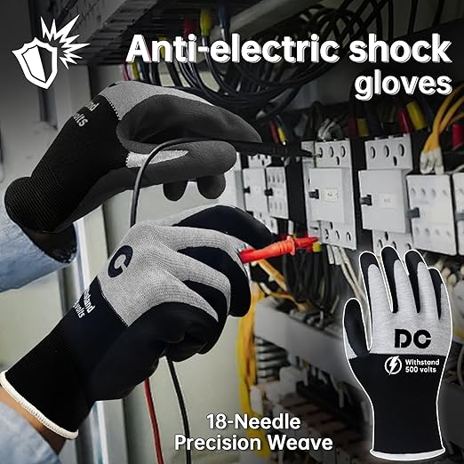 Insulated Electrician Gloves 500V Touch-Screen Voltage/Flame Retardant Work Gloves, Electrical Rubber Non-slip Texture Design for Electricians Prevent Shock