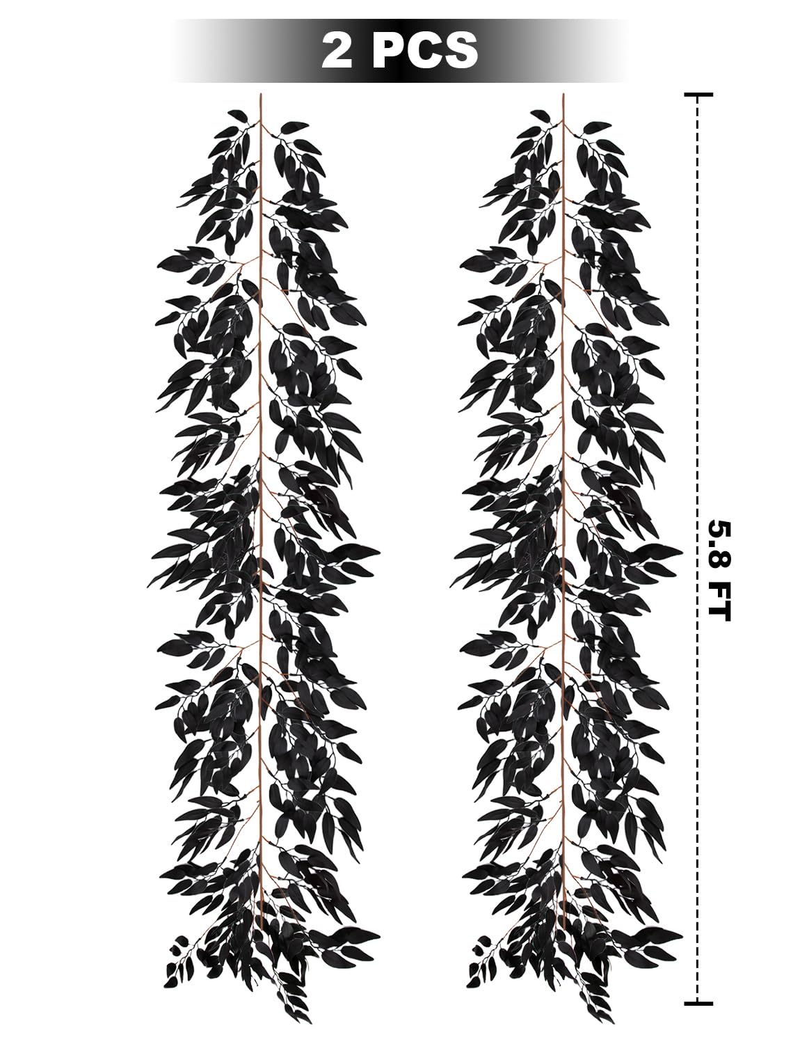 KQYSLXG 4Pcs Halloween Artificial Hanging Willow Vine Twigs, 5.8 FT