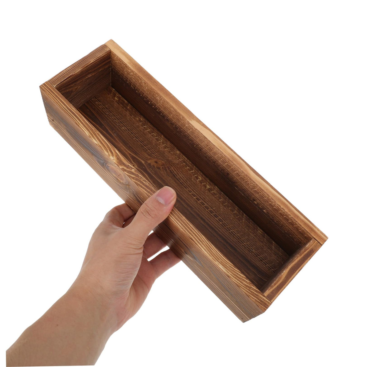 Yardwe 2 Pack Rectangle Wooden Planter Box Rustic Vintage Flower Pot