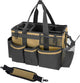 Wearable Cleaning Caddy Organizer with Handle & Shoulder Straps for Housekeepers, Under Sink & Car Cleaning Tool Organizer Bag with 4 Foldable Dividers (Tan)