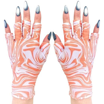 ManiGlovz - The ORIGINAL UPF 50+ UV Light Protective Nail Gloves | Gel Manicure and Anti UV Fingerless Gloves for Women | Can be Used as Sun Protection Gloves for Driving | Tangerine Twirl