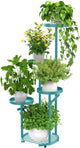 TOSKING 5 Tier Metal Plant Stand Indoor， Plant Shelf, Corner Shelf Flower Pot Stand for Outdoor Plant Stand for Living Room Balcony Garden Patio Bedroom (Blue, 38in)