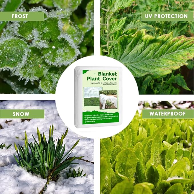 JUNKOGO Plant Freeze Protection Cover, 5x60ft Frost Cloth Winter Garden Blanket, Floating Row Cover for Cold Weather and Shade, Perfect for Outdoor Vegetables, Trees, Greenhouse