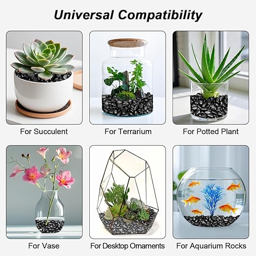 Terrarium Supplies,Virekm River Rocks, Decorative Ornamental Pebbles,Garden Landscaping Stones,Gravel Filler for Home Decoration Flower Bed Fish Tank Plants Vases Succulents