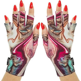 ManiGlovz - The ORIGINAL UPF 50+ UV Light Protective Nail Gloves | Gel Manicure and Anti UV Fingerless Gloves for Women | Can be Used as Sun Protection Gloves for Driving | Spilled Polish