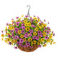 Artificial Hanging Flowers Basket for Outdoor, UV Resistant Plants Daisy