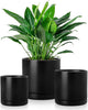 vancasso Ceramic Plant Pots, 3 Piece Planters for Indoor Plants, 4.25+5.25+6.25 Inch Flower Pots with Drainage, Plant Pots Indoor for Succulent, Pothos, Snake Plant and Money Tree, Etc (Black)