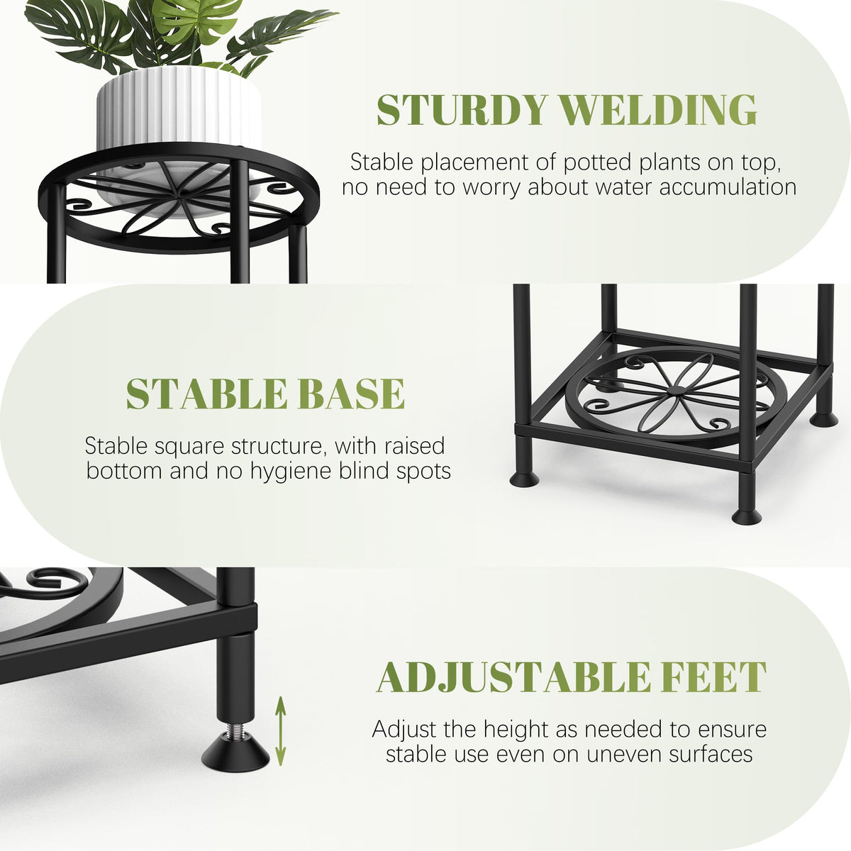 YOCOMEY 4 Tier Plant Stand Indoor Outdoor, Metal Shelf Holder Corner Black