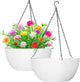 WOUSIWER 13 inch 2Pack Large Hanging Planters for Outdoor Indoor Plants with Drainage Holes and Chain, Round Hanging Flower Pots for Garden Home Porch Decor, White