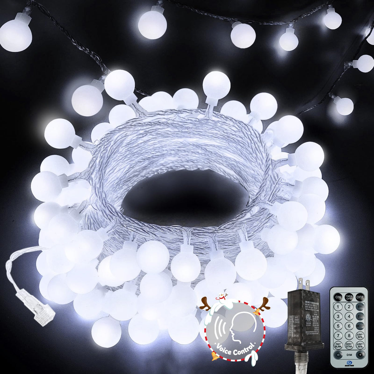 Connectable 43FT 100LED Globe String Lights Indoor, Smart Classroom Lights