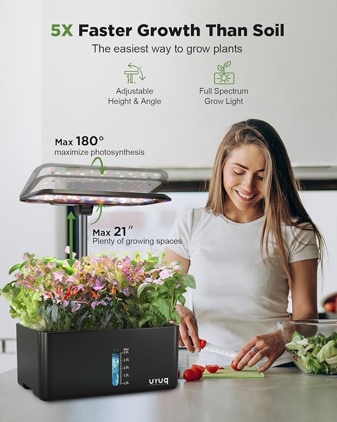 Hydroponics Growing System Garden: 8 Pods Indoor Herb Garden with Grow Light Plants Germination Kit Quiet Automatic Hydroponic Height Adjustable - Gardening Gifts for Women Kitchen