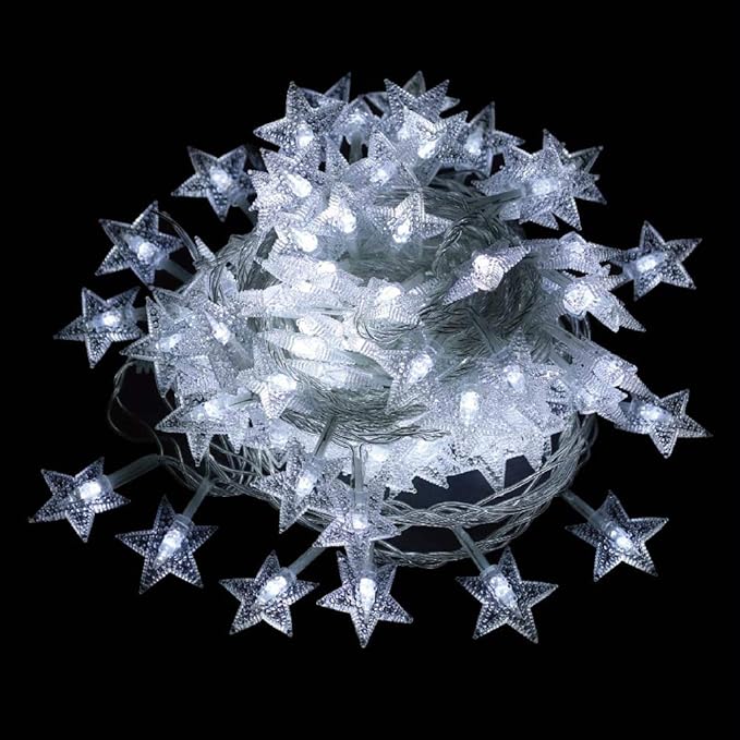 Twinkle Star 33FT 100 LED Star String Lights, Plug in Fairy String Lights Waterproof, Extendable for Indoor, Outdoor, Wedding Party, Christmas Tree, New Year, Garden Decoration, White