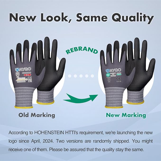 KAYGO Safety Work Gloves MicroFoam Nitrile Coated, 3 Pairs KG18NB,Seamless Knit Nylon Glove for Men and Women, Ideal for Automotive,Warehouse,Construction (X-Large,Gray)
