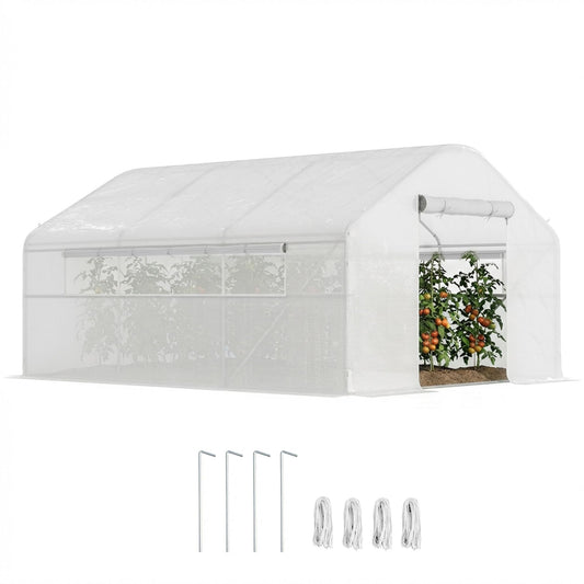 Outsunny 13' x 10' x 6.5' Hoop House Greenhouse Tunnel Greenhouse White