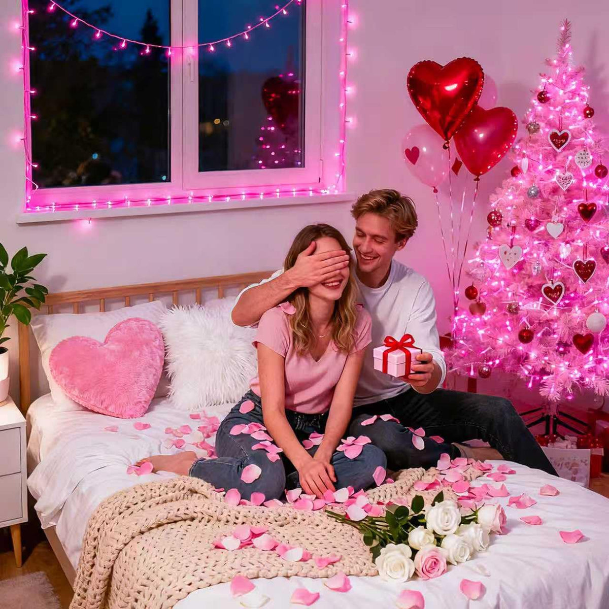 JMEXSUSS 600 LED Pink Christmas String Lights Indoor Outdoor Plug in
