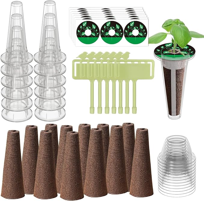 84 pcs Hydroponic Pod Kit for Aero Garden with 12 Grow Baskets, 12 Grow Sponges, 12 Grow Domes, 12 Plant Labels and 36 Seed Pod Label Stickers for All Hydroponics Garden Growing System