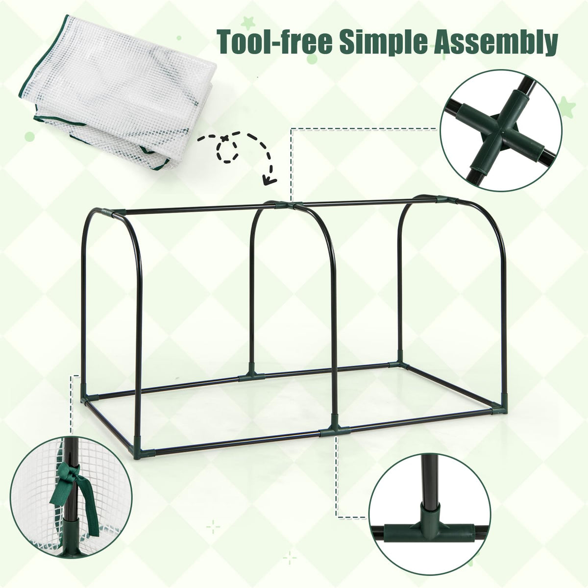 Happygrill Raised Garden Bed with Greenhouse Cover & Legs