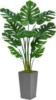ASTIDY Artificial Monstera Deliciosa Plant 5FT - Faux Tropical Palm Tree with Gray Tall Planter - Fake Swiss Cheese Floor Plant Potted - Artificial Tree for Home Office Living Room Decor Indoor