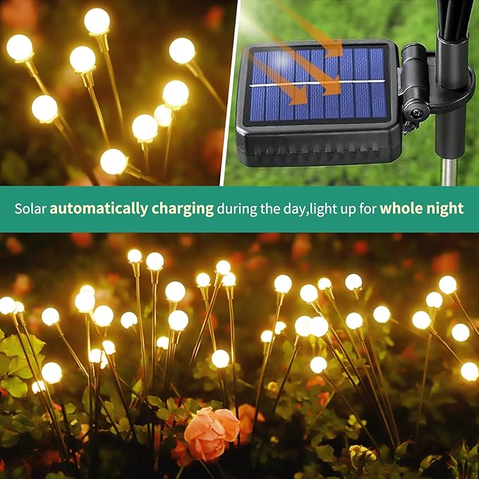 Solar Lights Outdoor Waterproof, 8 Packs 64LED, Solar Garden Lights, Garden Decor, Patio Decor, Unique Gifts for Women, Gifts for Grandma