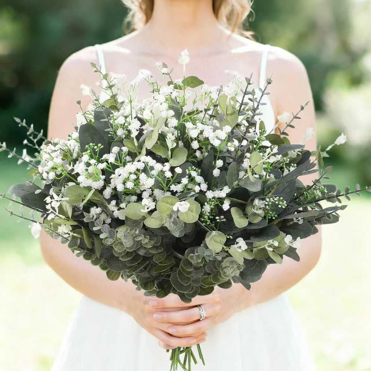 Ecerangus 120 Pcs Mixed Artificial Eucalyptus Leaves Stems Bulk,Baby Breath Artificial Flowers Bulk with Eucalyptus Leaves Greenery Stems for DIY Bouquets Wedding Floral Home Decor (Green-120pcs)