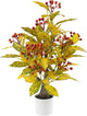 24" Artificial Greenery Tree with Pot, Indoor Fake Green Plant Small Faux Berry Branches Green Potted Tree Stems for Tabletop Kitchen Livingroom Bedroom Bathroom Home Office Decor (Orange-red Berry)