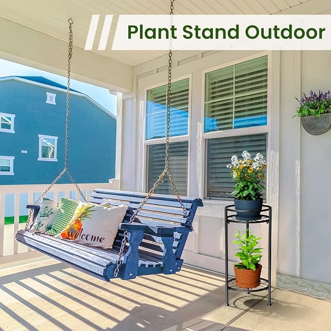 H HOMEXIN Plant Stand Indoor, 2 Tier Metal Tall Plant Stands 23.4" Multiple Plant Rack Holder, Heavy Duty Rustproof Flower Shelf Display for Apartment Corner Home Garden Patio