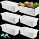 HAKZEON 6 Pack 17 Inches Plastic Flower Box Planters with Trays, Countryside Flower Window Boxes with 30 Plant Labels, White Rectangular Vegetable Planters for Windowsill, Porch, Balcony, Garden