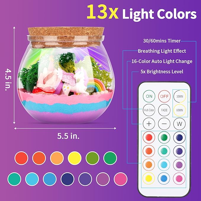 Envyvip Unicorn Gifts for Girls 4-12 Years Old, Unicorn Crafts Kit for Kids, Light Up Decoration with Remote Control - Arts and Crafts for Kids, Birthday Gifts Toys for Girls Age 4 5 6 7 8 9 10 11 12