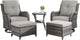 Rilyson Wicker Patio Furniture Set - 5 Piece Rattan Outdoor Sectional Conversation Sets with 2 Swivel Rocking Chairs,2 Ottomans and 1 Side Table for Porch Deck Garden(Mixed Grey/Grey)