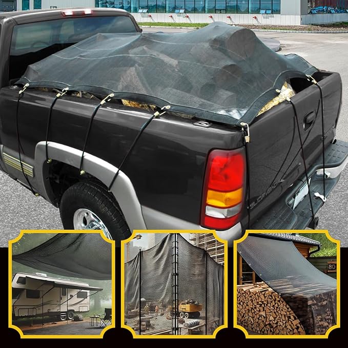 Core Tarps 60% Green Shade Cloth with Grommets - 8 X 30 FT Heavy Duty Mesh Tarp - Sun Shade Cloth for Garden Vegetables Plants Greenhouse Outdoors Backyard Fences Dump Trucks Patio Mesh Shade Tarp
