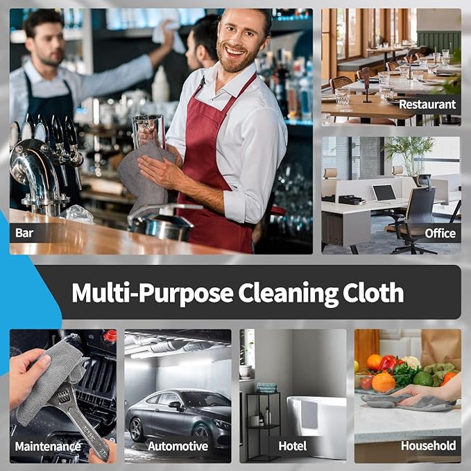 FIXSMITH Microfiber Cleaning Cloth -Pack of 12, Highly Absorbent Cleaning Rags(Grey&Orange), 16"X12" All Purpose Cleaning Towels for Housekeeping, Kitchen, Car, Reusable Microfiber Towels