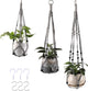MKO SHUN 3-Pack Macrame Plant Hanger Indoor - Hanging Planter Basket for Indoor Outdoor - Decorative Boho Plant Holders Set with Beads - Ceiling Flower Pot Holder with 6 Hooks - 35"/30"/24" Gray