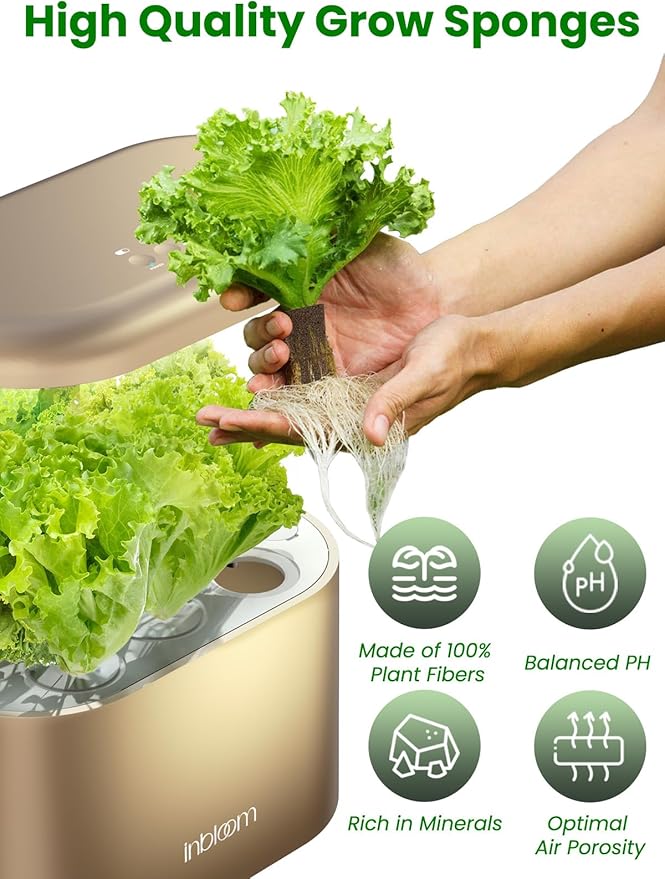 inbloom Grow Anything Seed Pod Kit for AeroGarden, Ahopegarden, GARDENCUBE, iDoo, MUFGA Hydroponic Growing System, 200 Pcs Indoor Garden Supply with 50 Grow Sponges, 50 Baskets, 50 Domes and 50 Labels