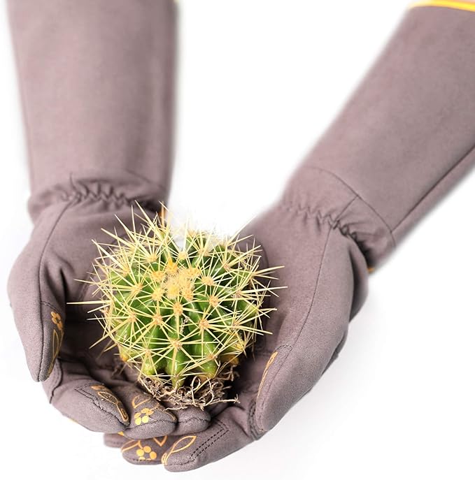 COOLJOB Thorn Proof Rose Pruning Garden Gloves for Women, Long Sleeve Padded Yard Work for Bush, Blackberry, Cactus, Heavy Duty/Puncture Resistant/Machine Washable, Medium, Yellow