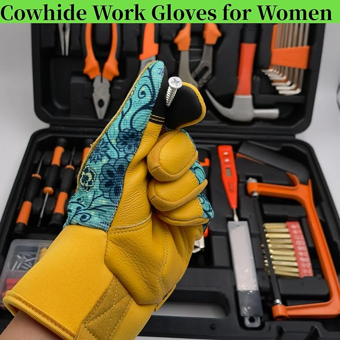 Thorn Proof&Puncture Resistant Gardening Gloves with Grip,Garden Glove for Women, Leather Yard Work Gifts